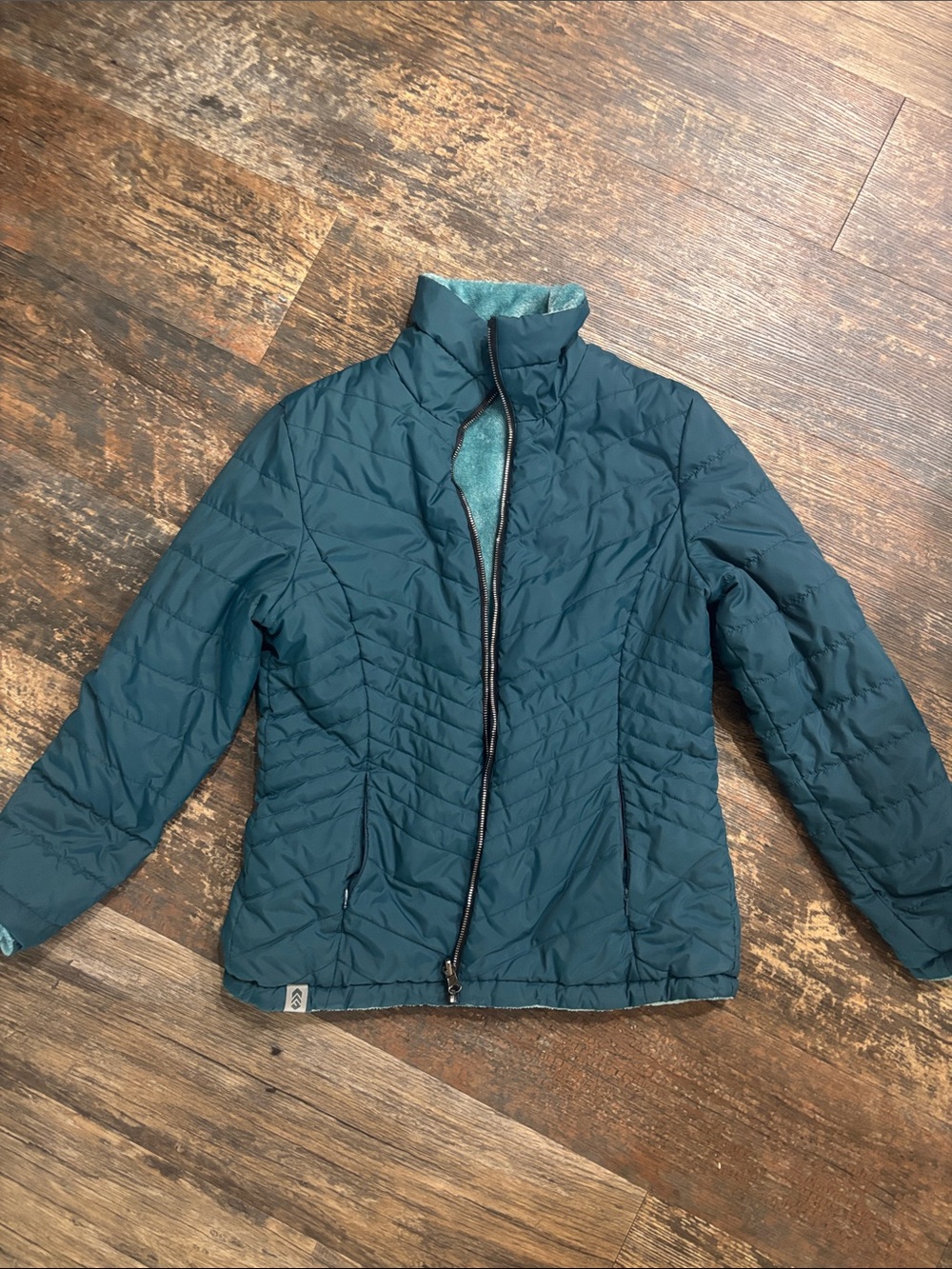 Free Country Teal Quilted/ Puffer Lightweight Reversible Jacket